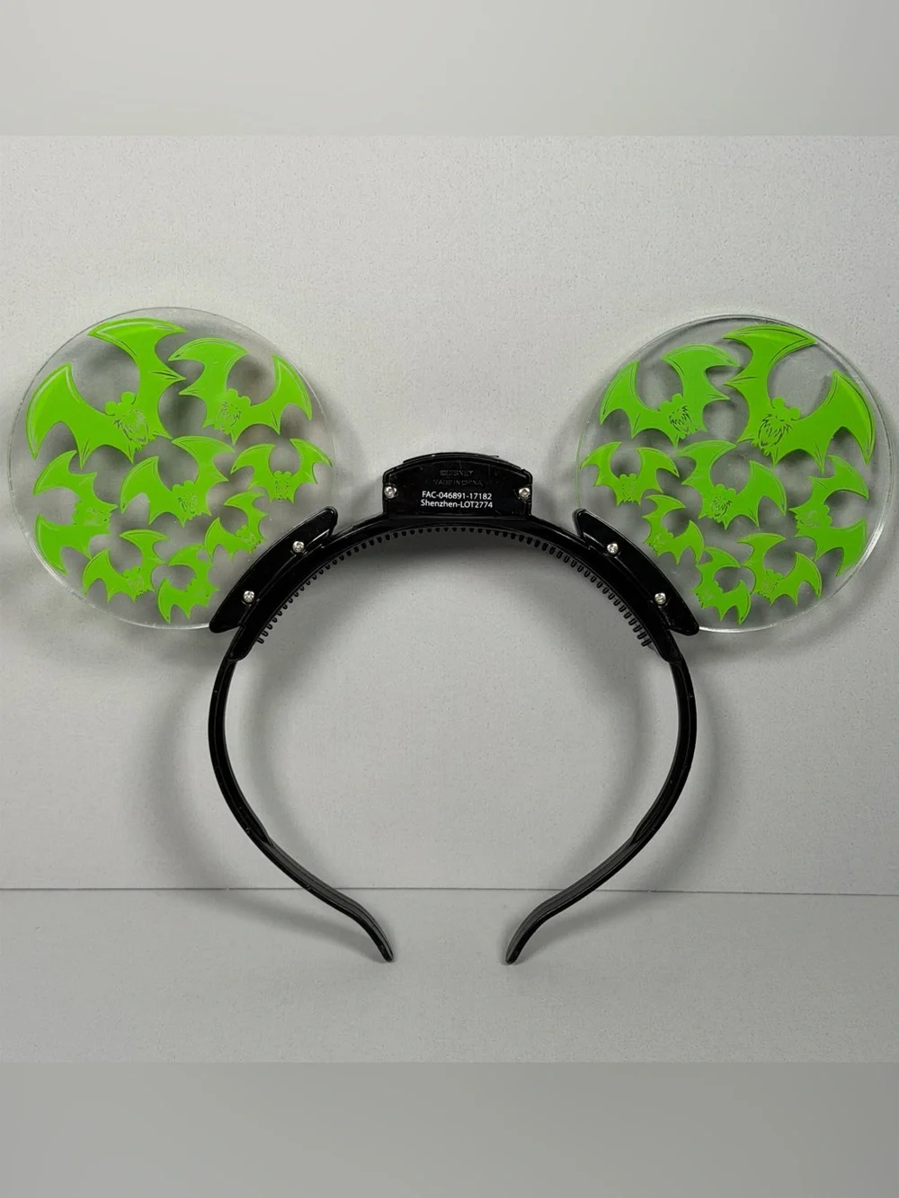 Disney Parks Mickey Ears Halloween Green Animated Light Up Bats Headband Rare